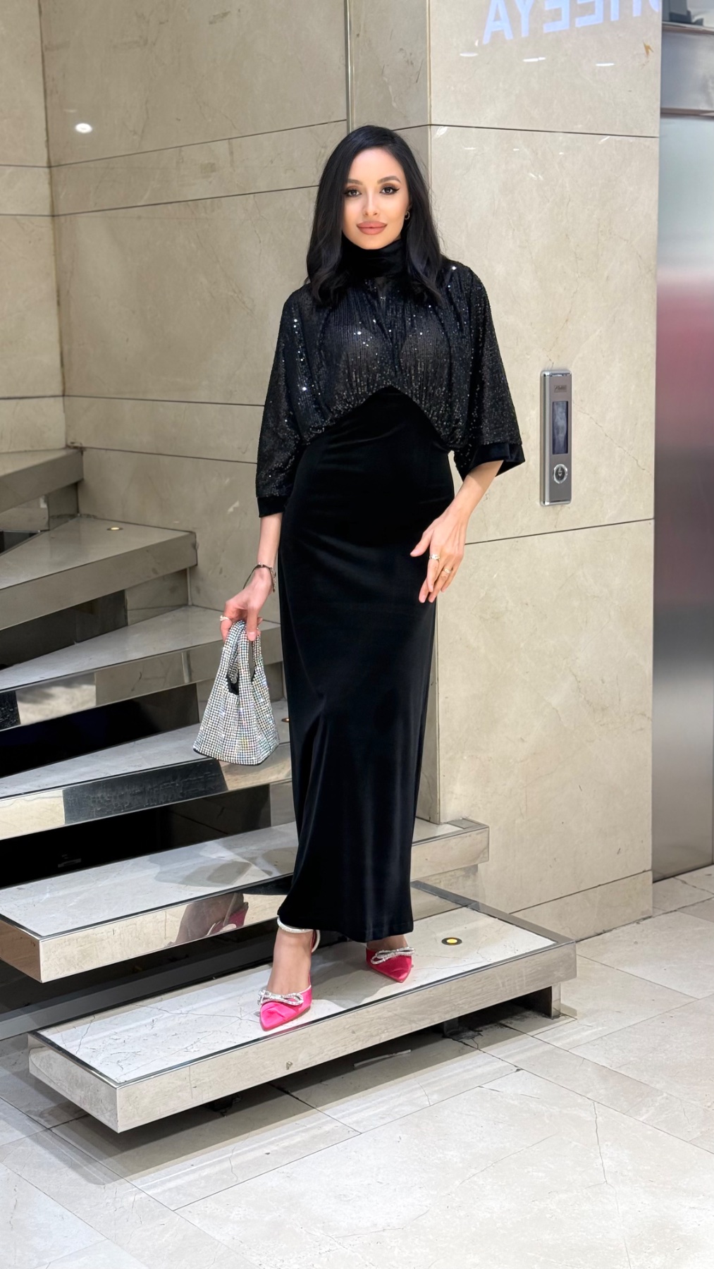 Платье CHIFFON 3543 — женская турецкая коллекция ALSHARM, ракурс 3