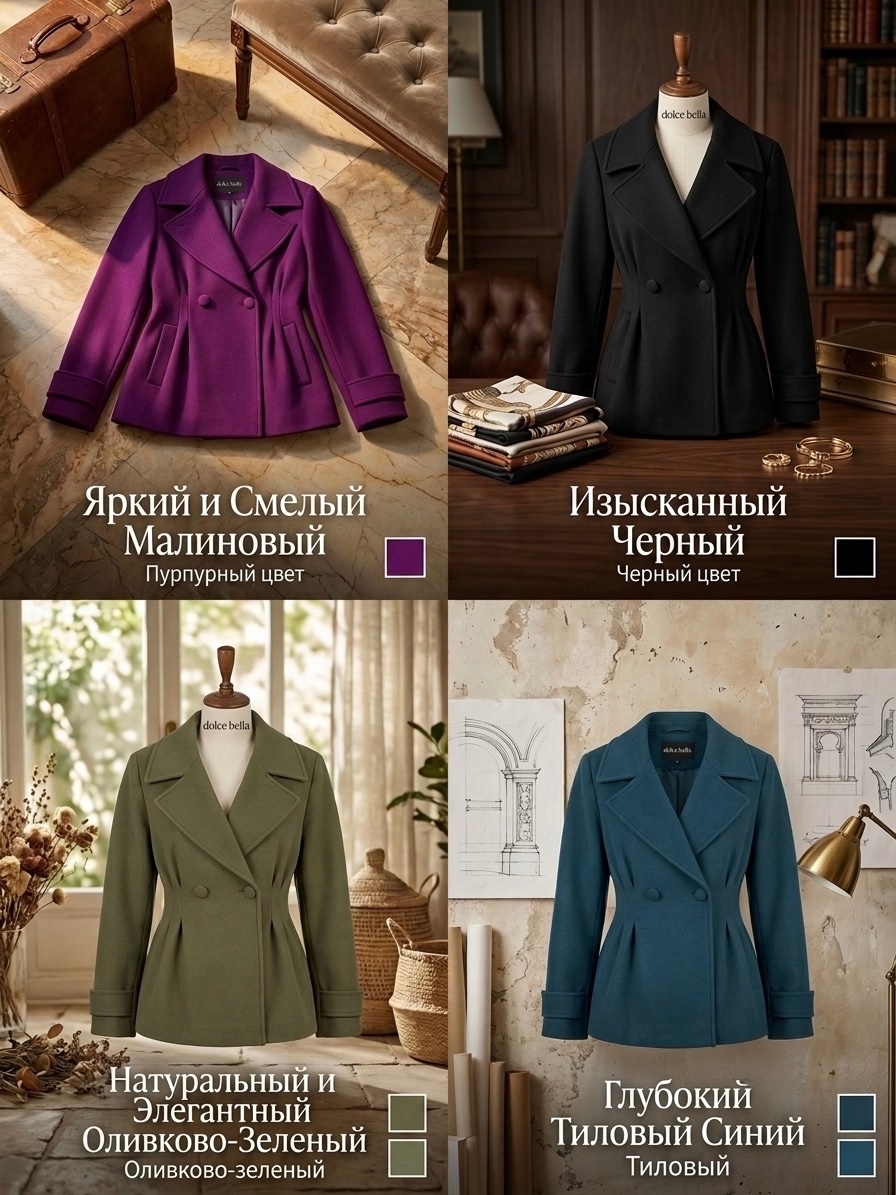 Фиолетовое двубортное короткое пальто — женская турецкая коллекция ALSHARM, ракурс 4