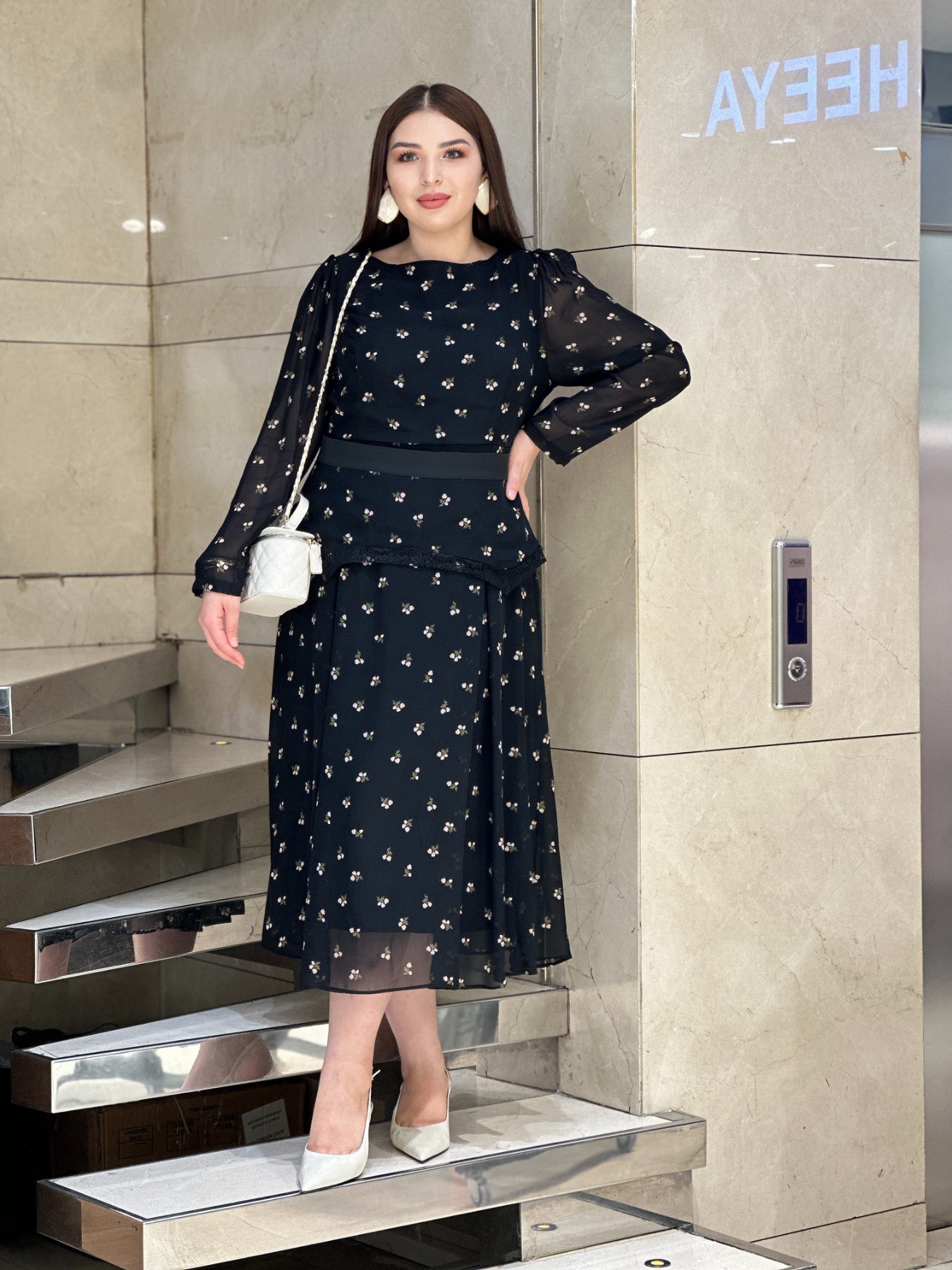 Платье CHIFFON 3519 — женская турецкая коллекция ALSHARM, ракурс 1